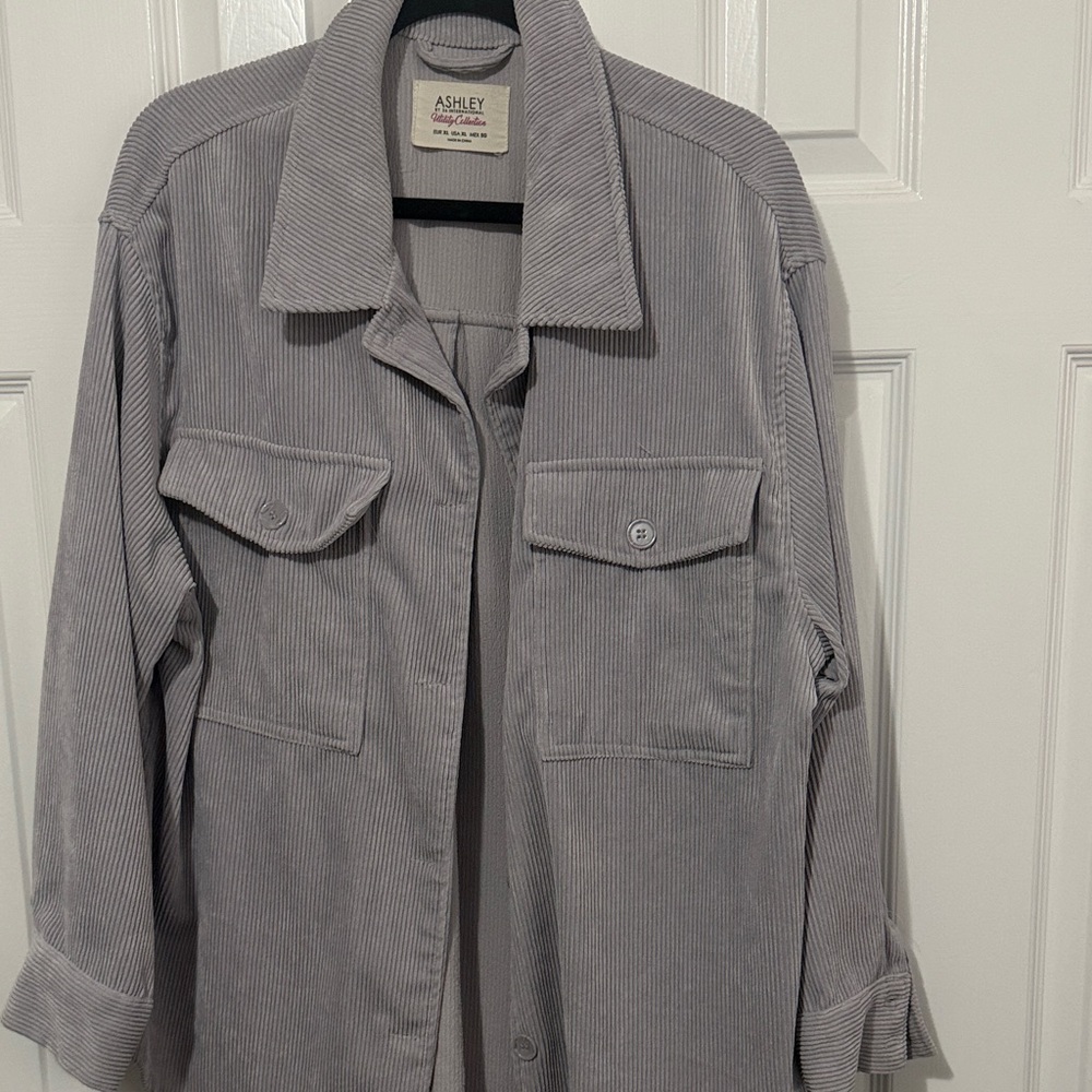 Ashley By 26 International Light Gray Corduroy Shacket